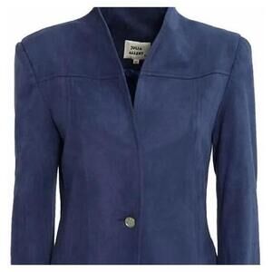 Julia Allert Suede Elegance Tailored Blazer Blue Size Small